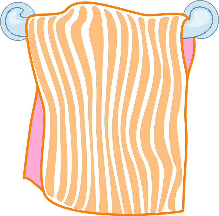 Cute Orange Striped Towel Cartoon With Curved Hanging Hooks PNG Illustration