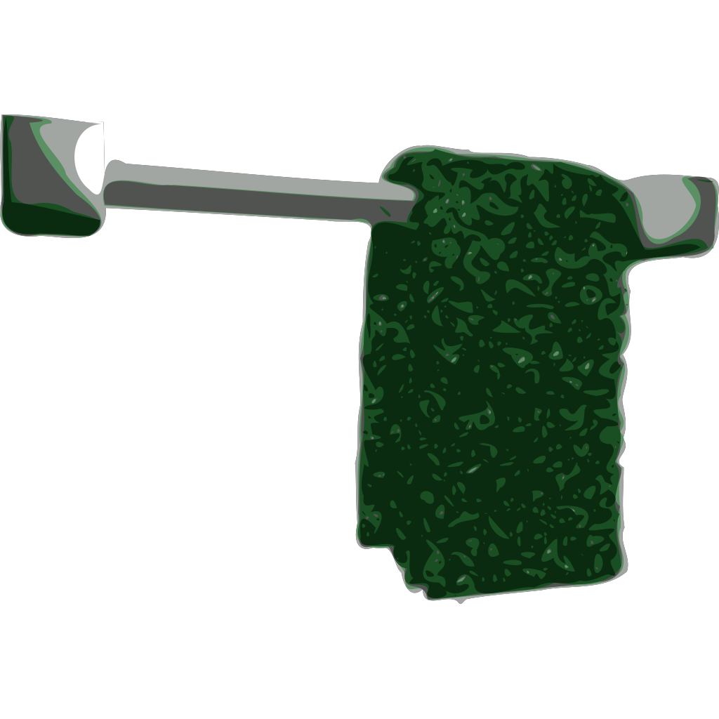 Dark Green Hand Towel Hanging From Chrome Bathroom Bar PNG Graphic