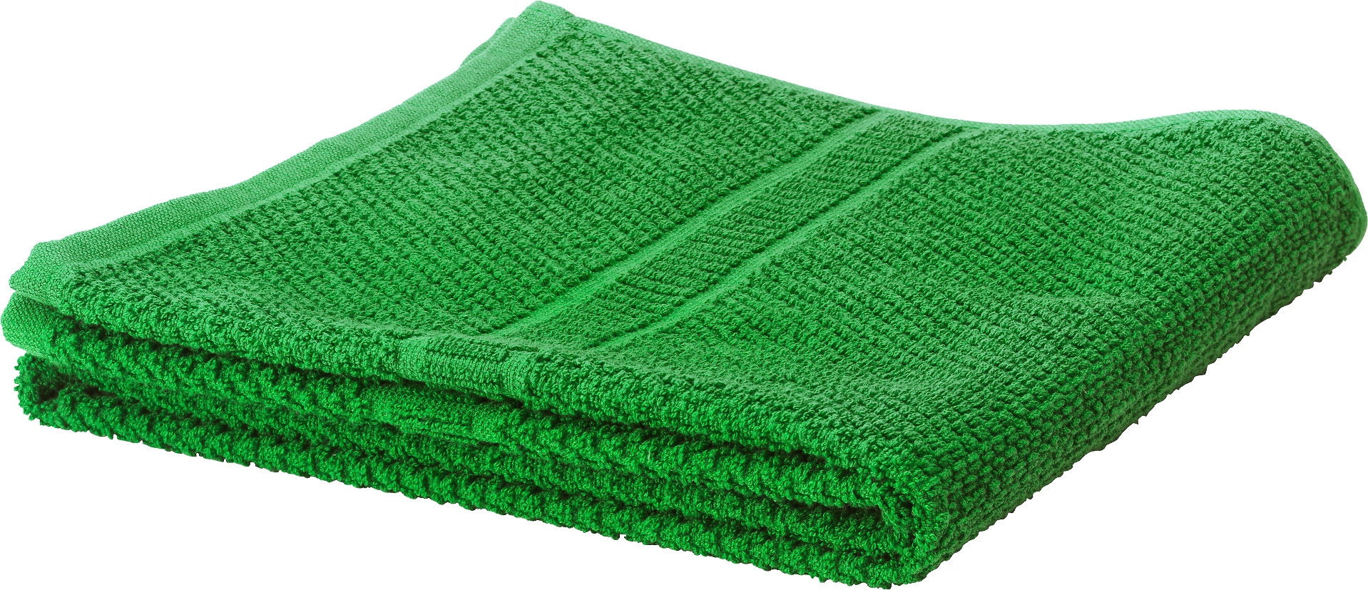 Emerald Green Folded Hand Towel With Textured Border Isolated PNG Graphic