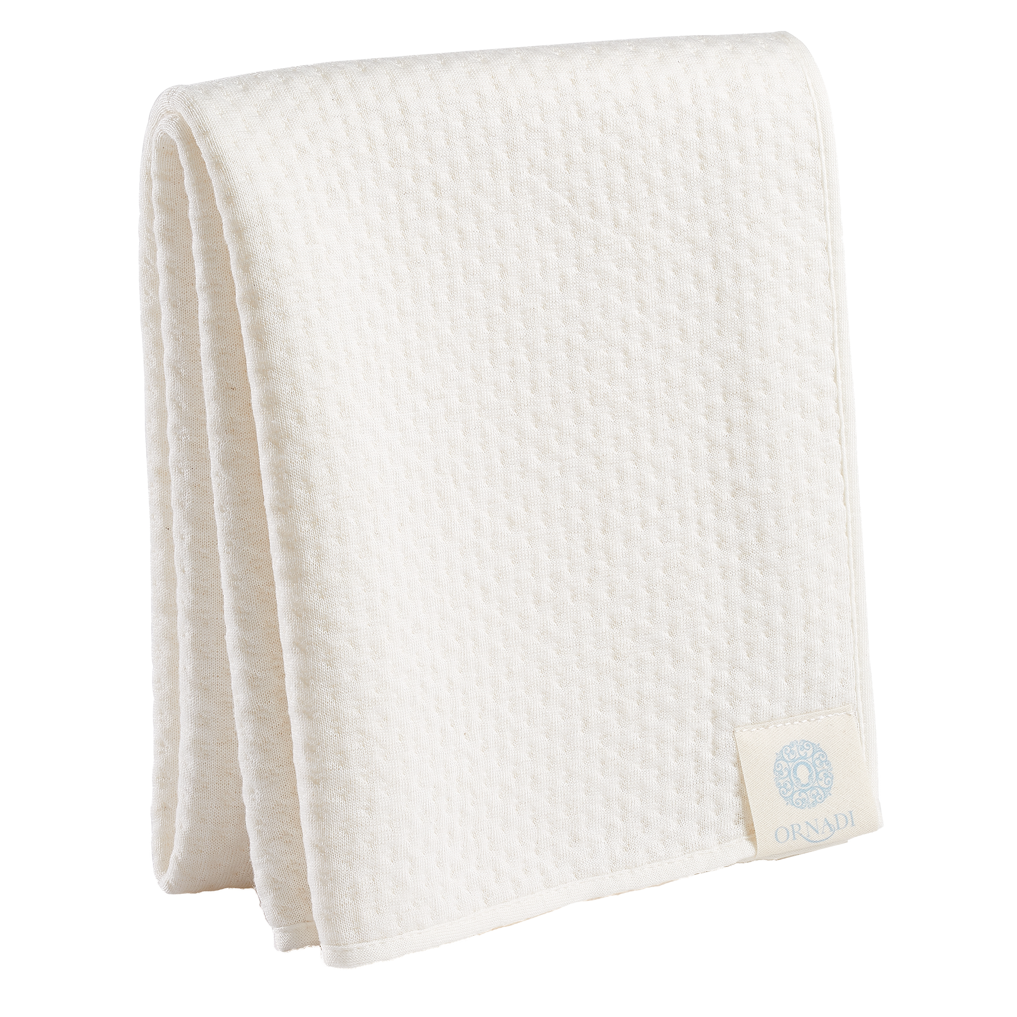 Folded White Cotton Towel With Small Woven Label Transparent Background PNG