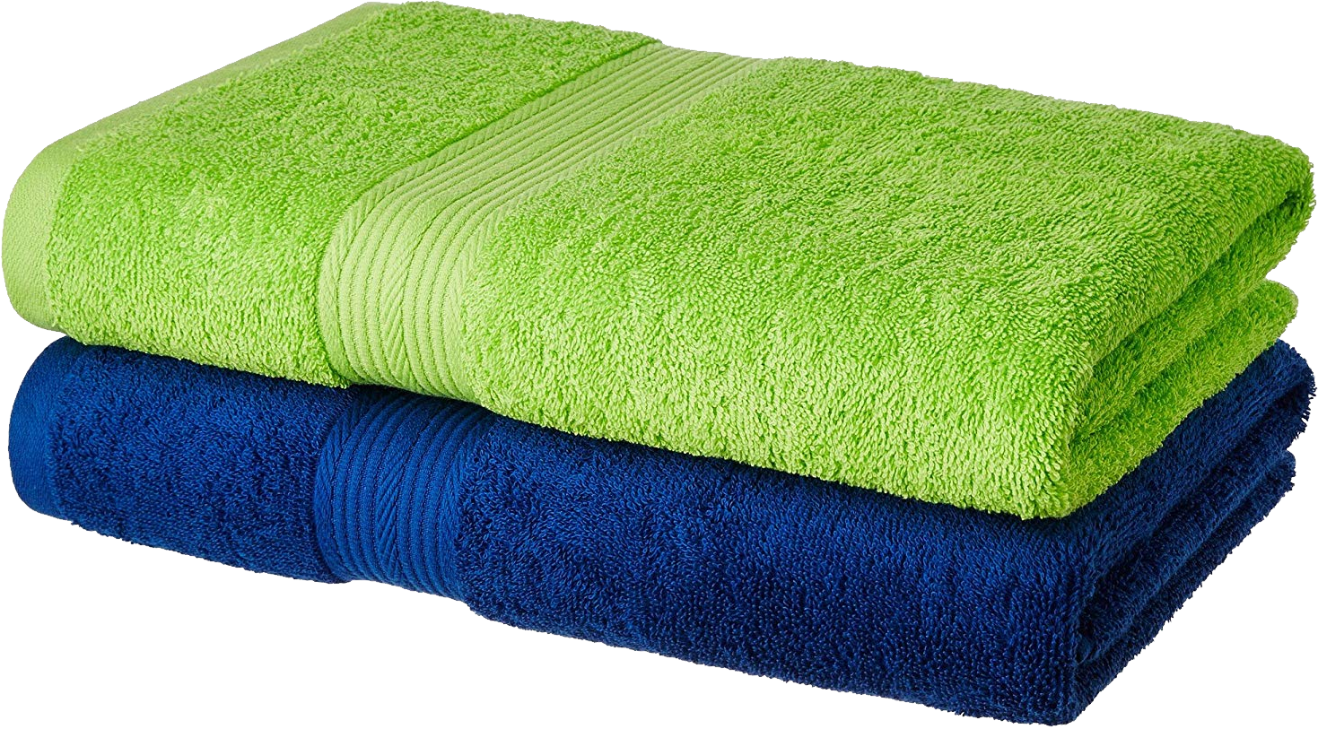 Green And Blue Folded Beach Towels Stacked Together Isolated PNG Image