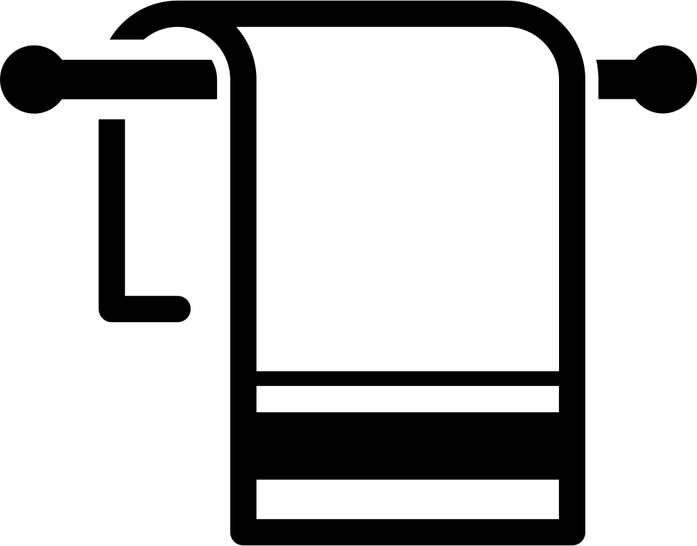 Minimal Black Outline Towel Rack With Hanging Towel PNG Illustration