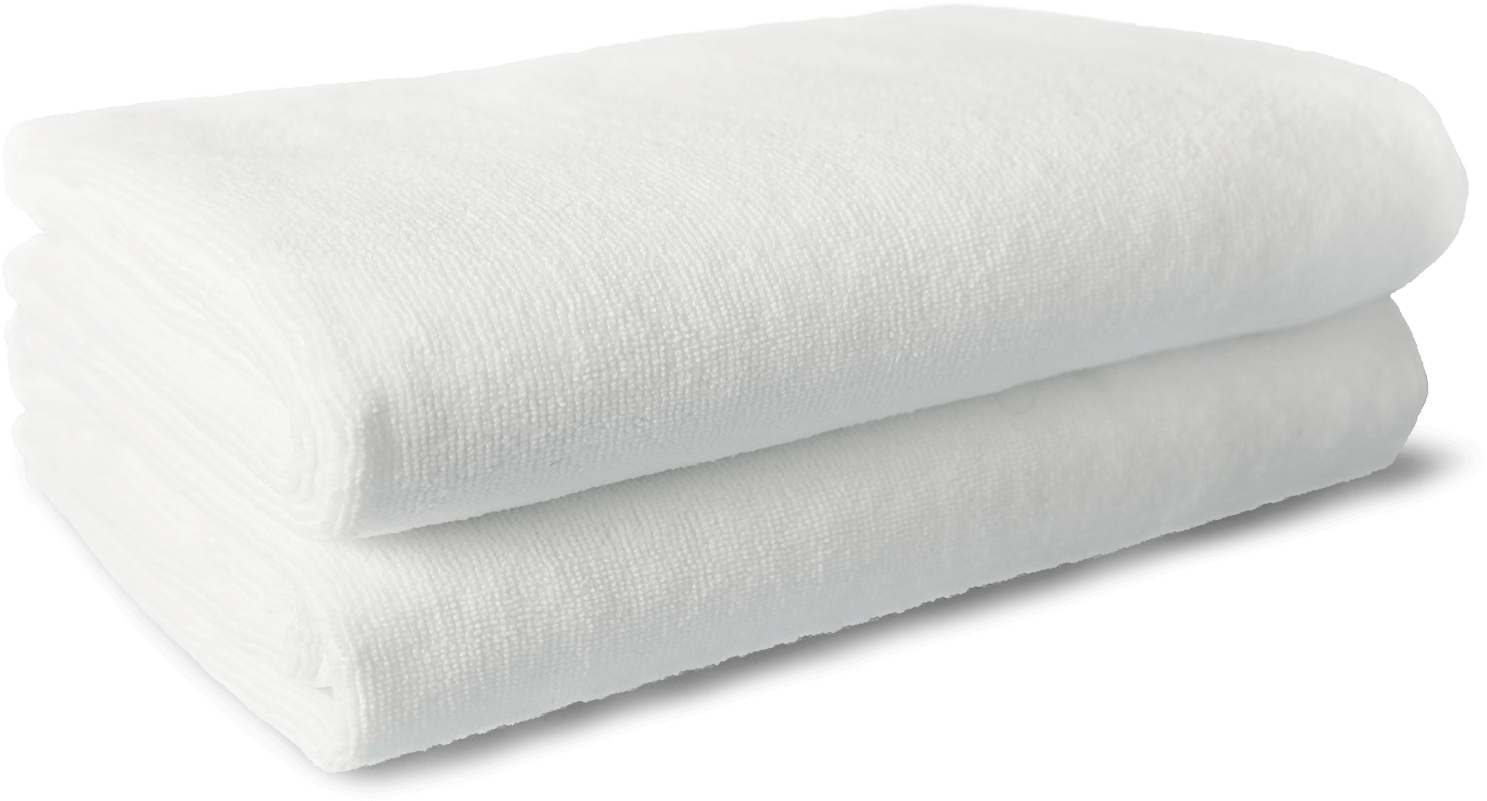 Pair Of Clean White Folded Bath Towels Soft Cotton PNG Clipart