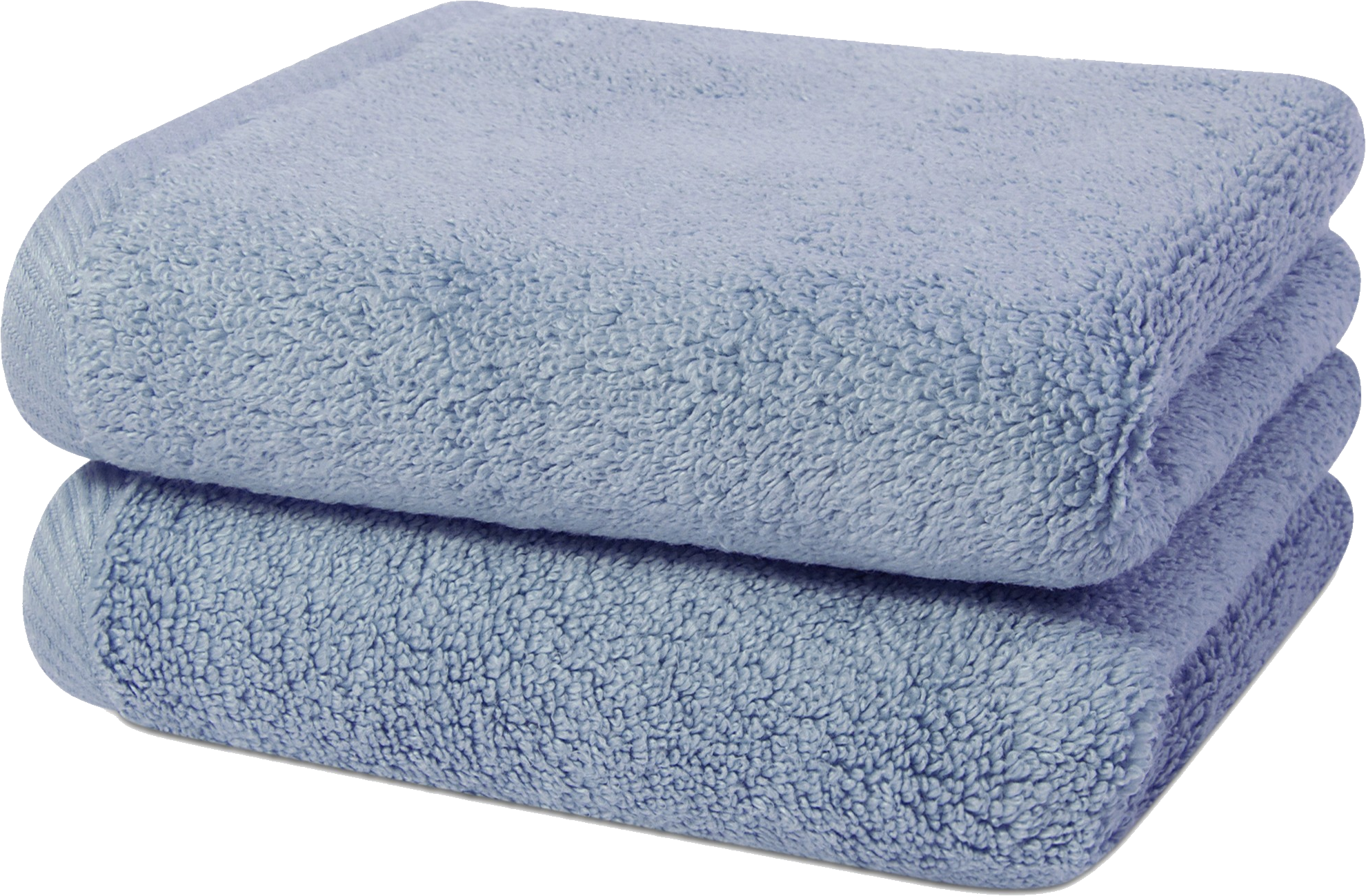 Pair Of Light Gray Folded Bath Towels With Soft Cotton Fabric PNG Image