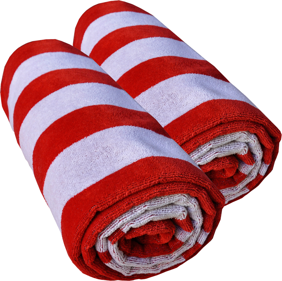 Red And White Striped Beach Towels Rolled Together Transparent Background PNG Image