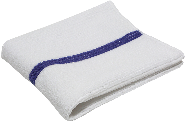 White Hand Towel With Blue Stripe Detail Transparent Background PNG