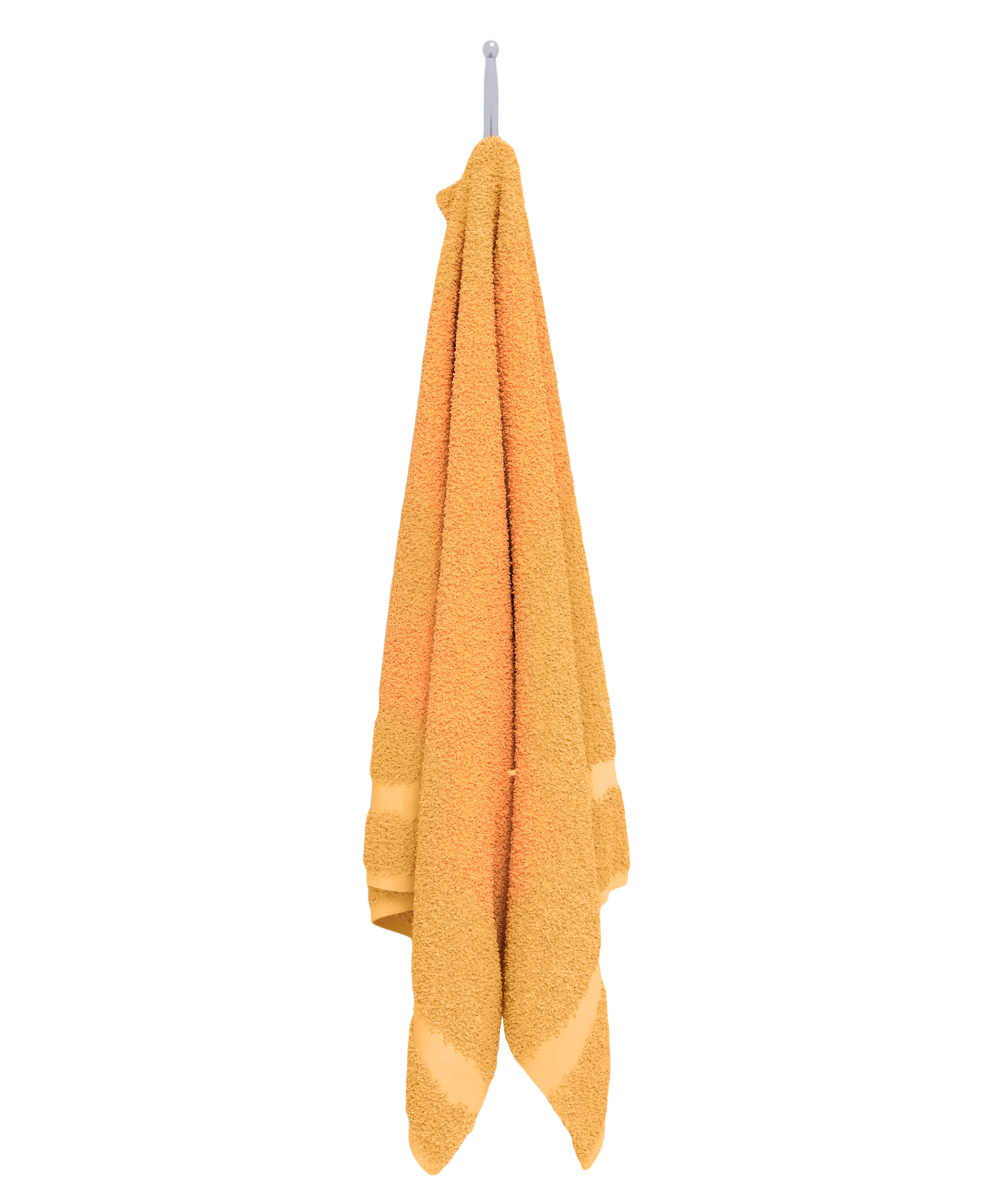Yellow Orange Bath Towel Hanging From A Wall Hook Transparent PNG Image