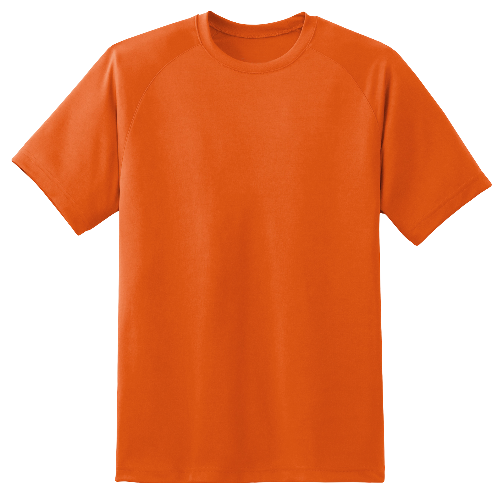 Bright Orange Plain Crewneck T Shirt Short Sleeve Isolated PNG Graphic