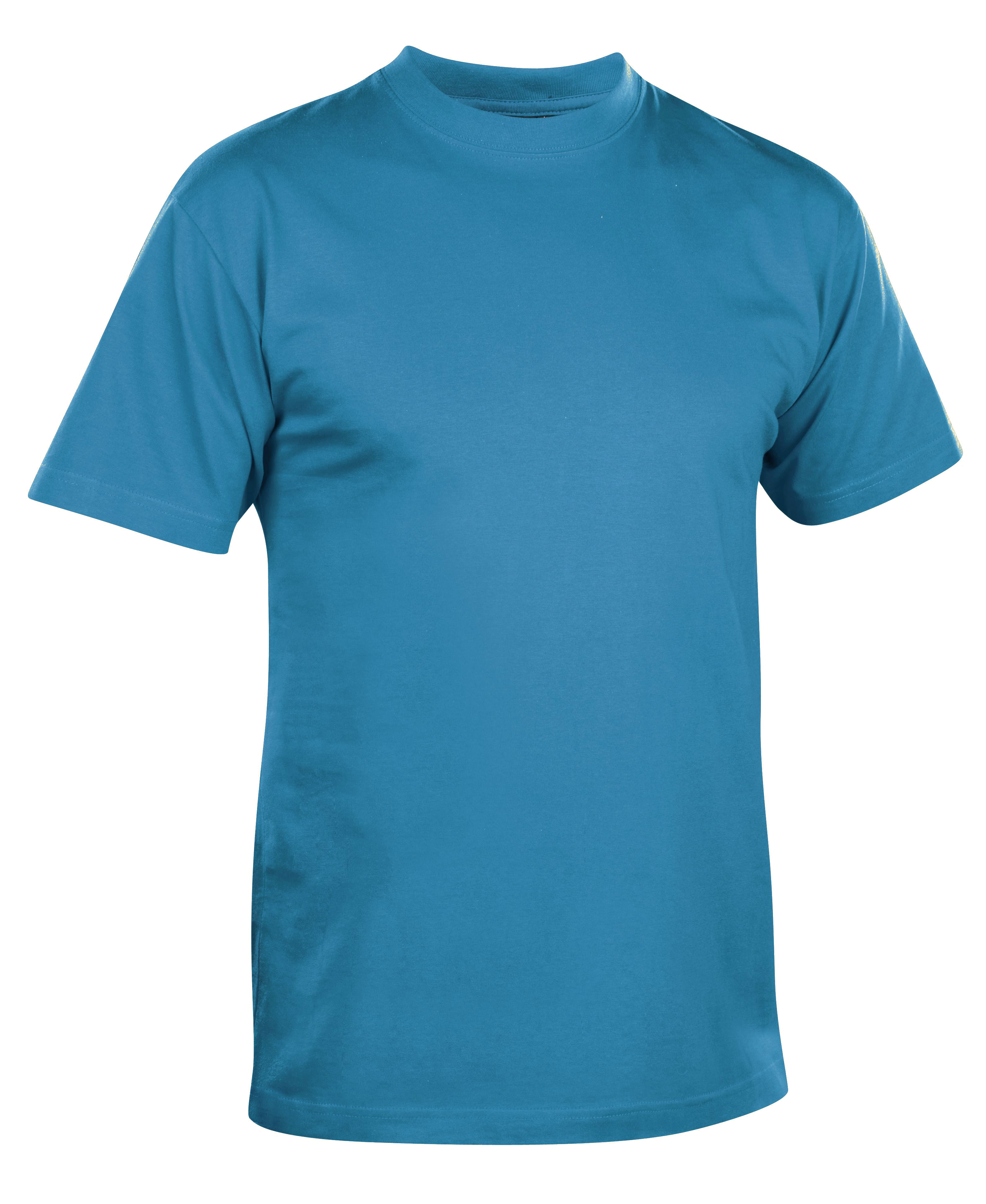 Bright Turquoise Blue Crewneck T Shirt Classic Short Sleeve PNG Image