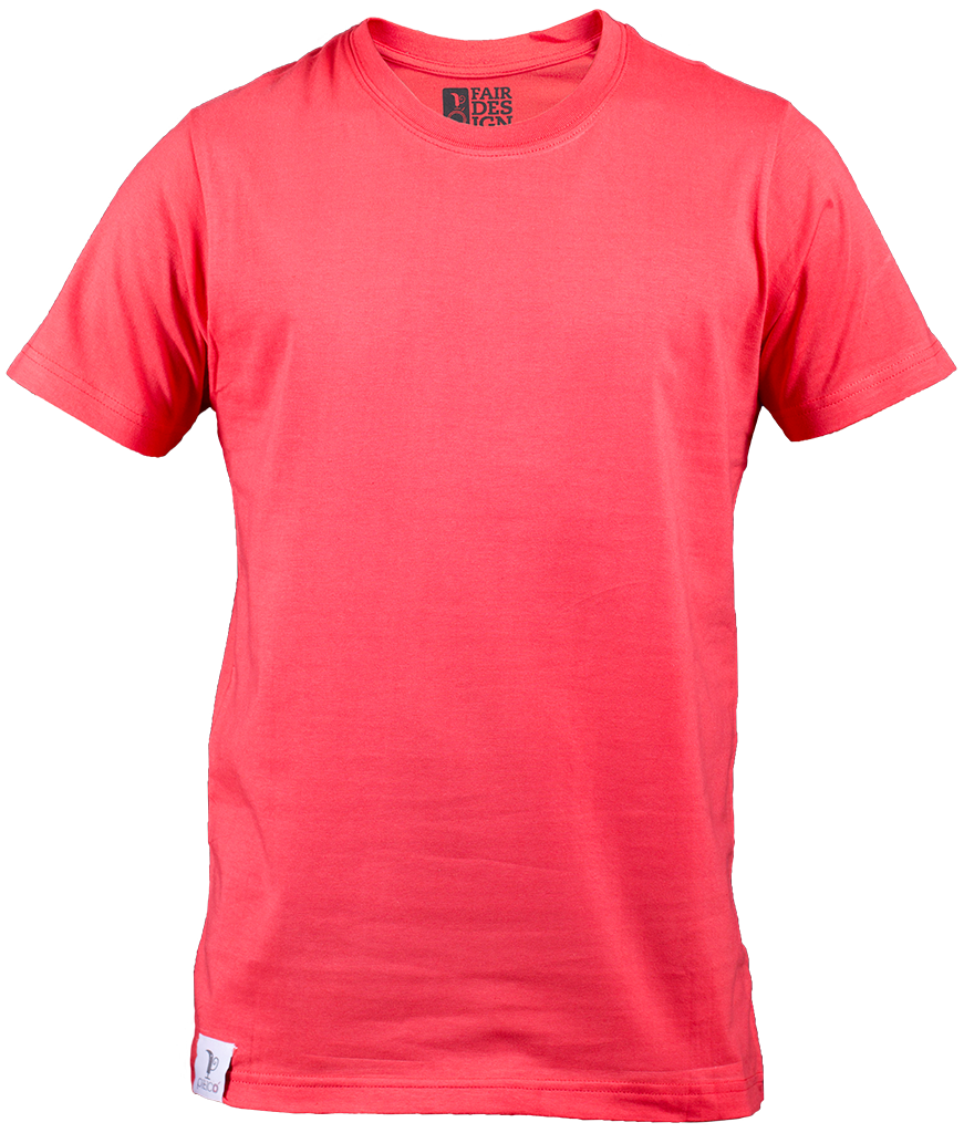 Coral Pink Plain Crewneck T Shirt Short Sleeve Isolated PNG Image