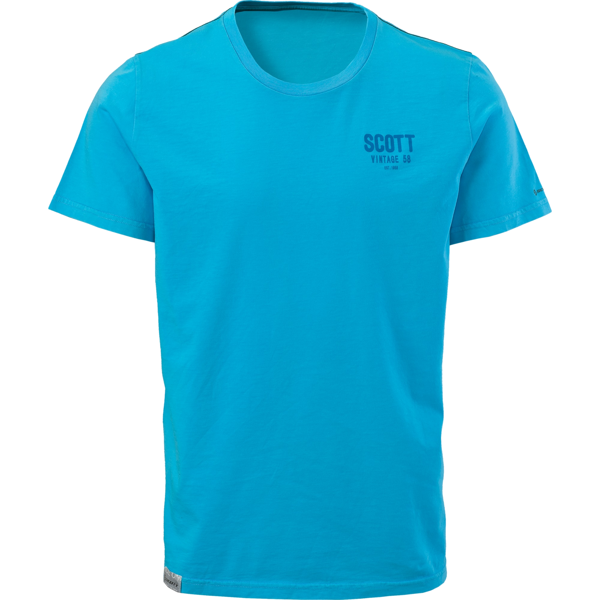 Cyan Blue T Shirt With Small Chest Logo Isolated Transparent PNG Image