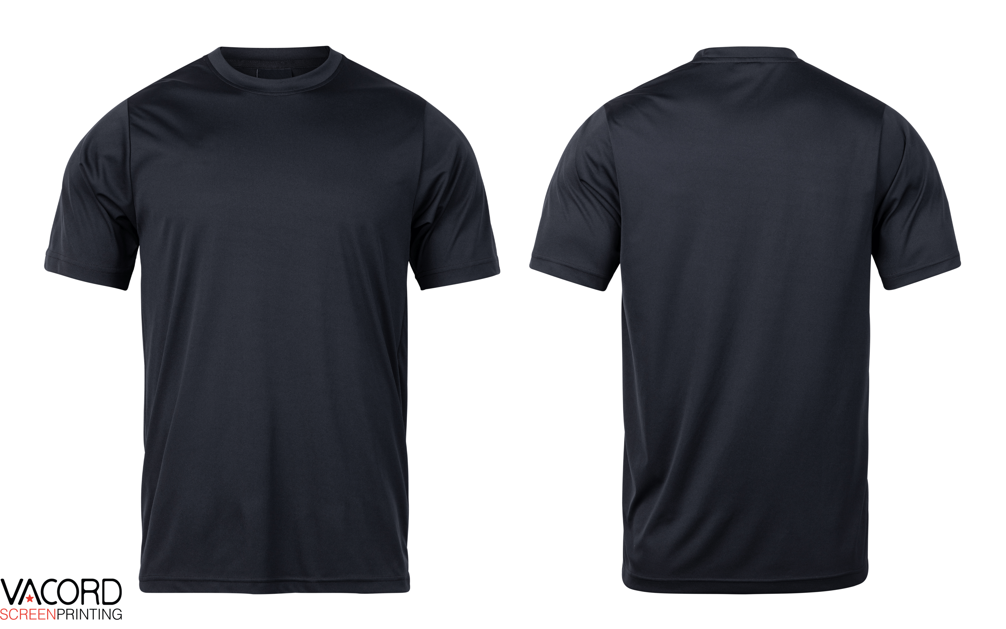 Front And Back View Of Dark Athletic T Shirt Mockup PNG Image