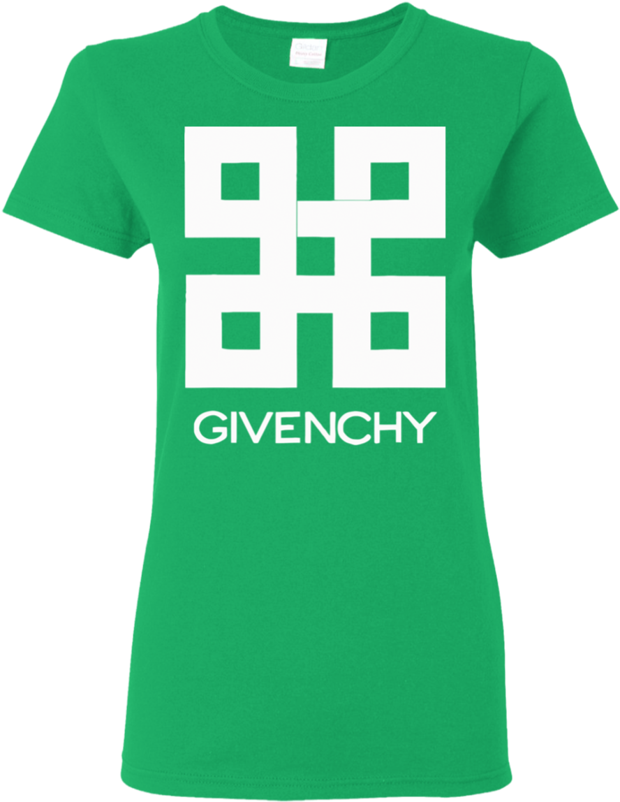 Green Graphic T Shirt With Large White Geometric Designer Logo PNG Clipart