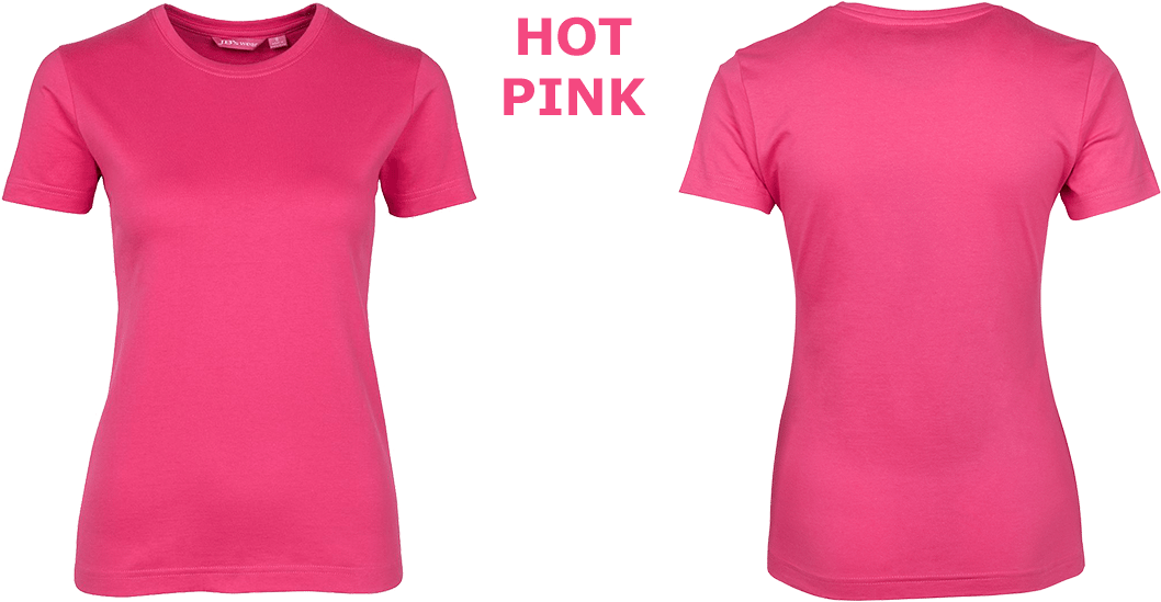 Hot Pink Womens T Shirt Front And Back View Apparel Mockup PNG Clipart