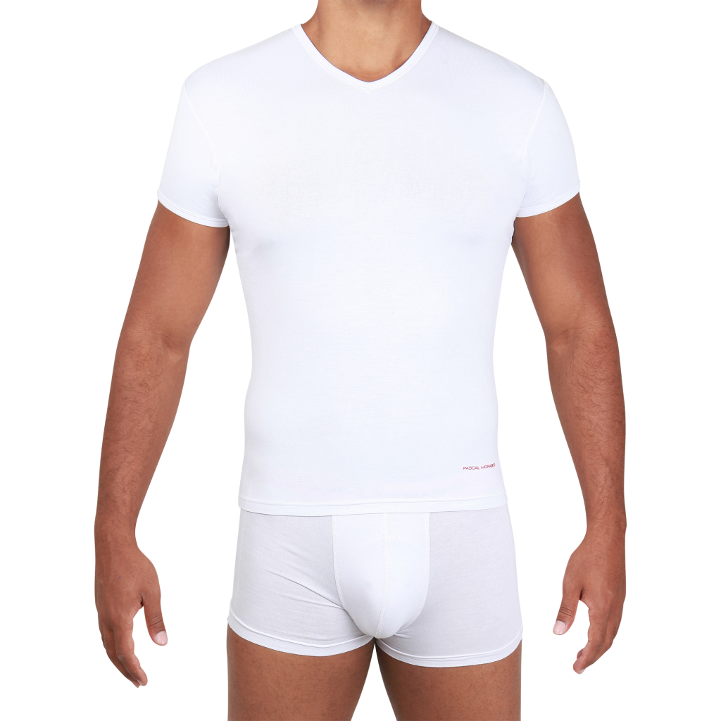 Man Wearing White Crewneck T Shirt And White Boxer Shorts PNG Clipart