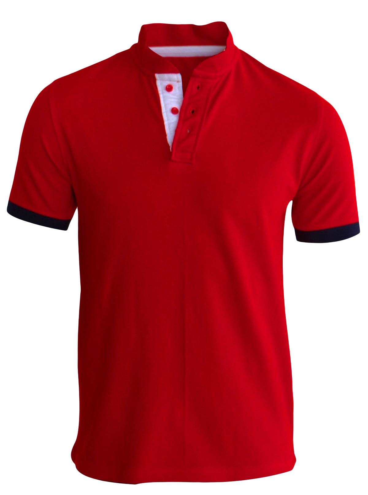 Red Polo Shirt With Black Collar And Sleeve Trim Transparent Background PNG