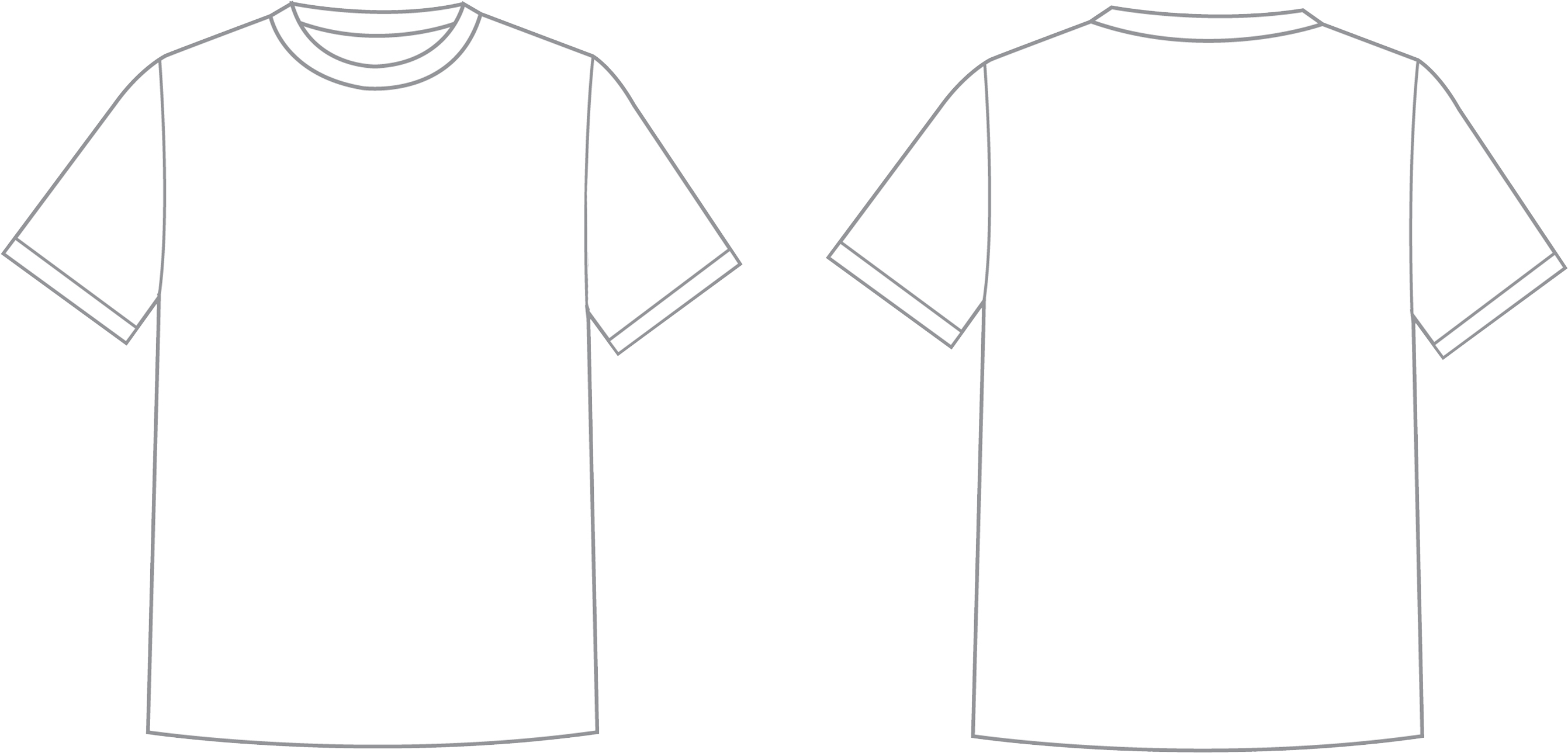 Simple White T Shirt Front And Back Line Drawing Design Template PNG