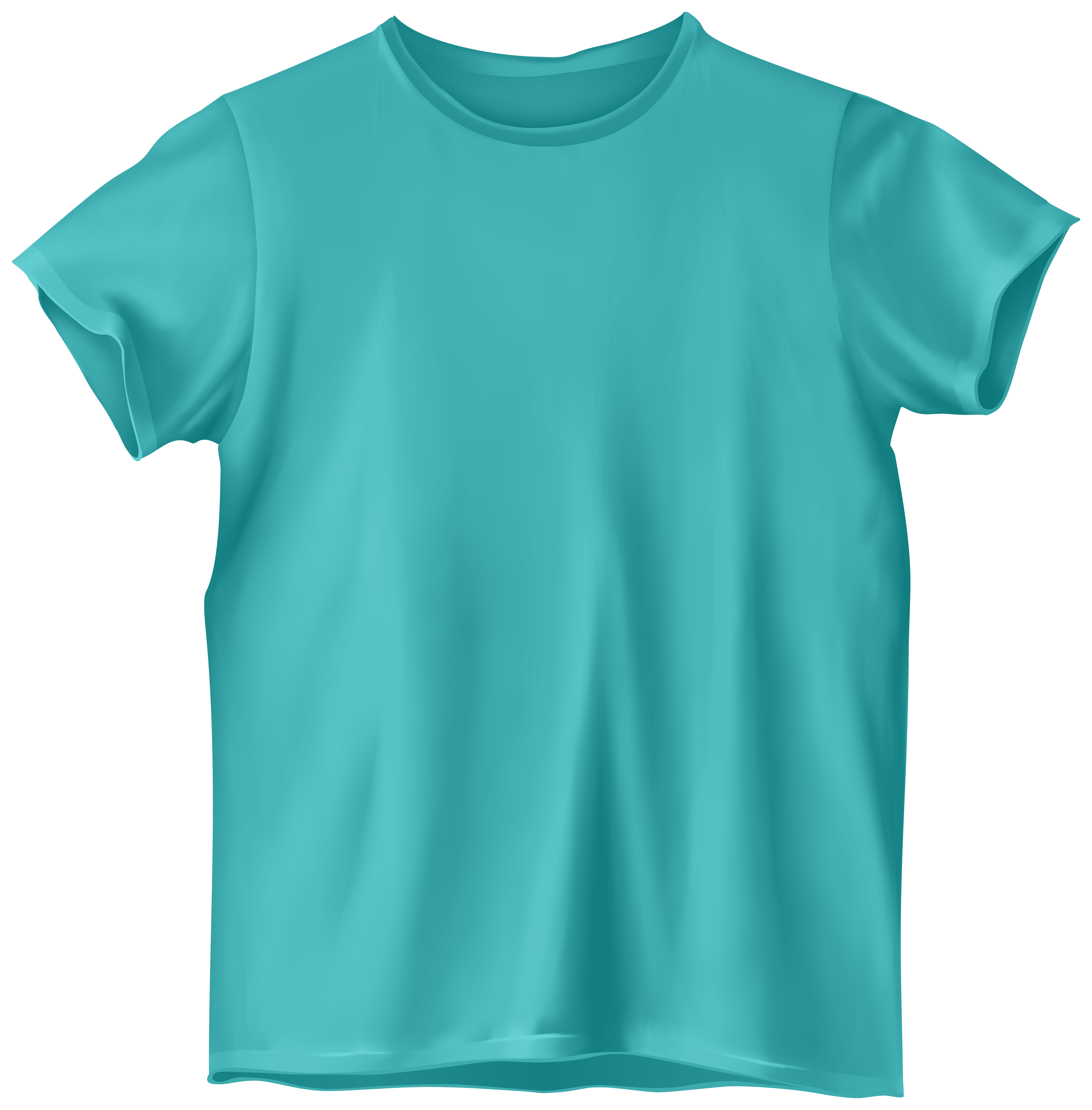 Turquoise Womens Crewneck T Shirt With Short Sleeves Isolated PNG