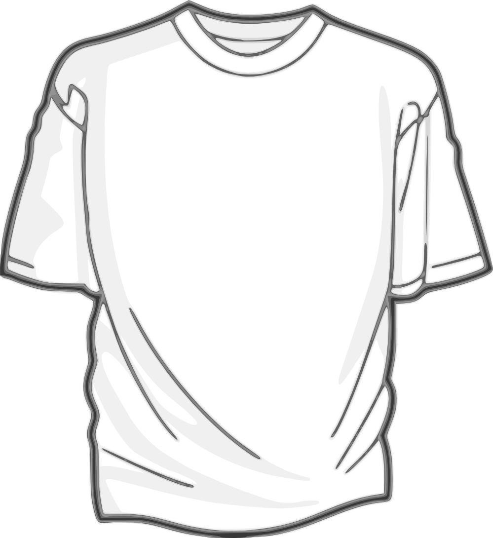 White T Shirt Line Art Sketch With Natural Fabric Folds PNG Illustration