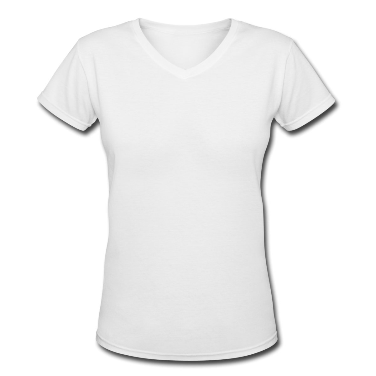White Womens V Neck Short Sleeve T Shirt Isolated Transparent Background PNG Image
