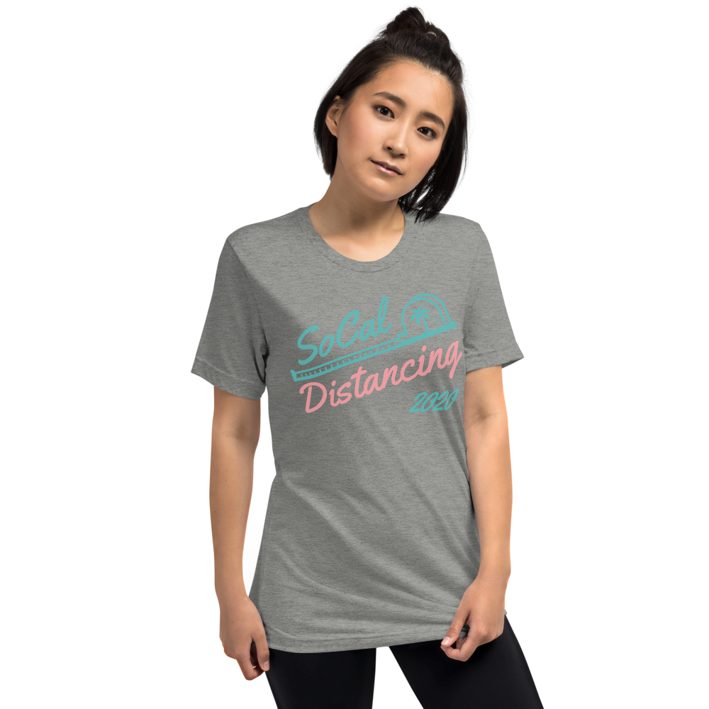 Woman Wearing Gray Graphic T Shirt With Colorful Slogan PNG Image