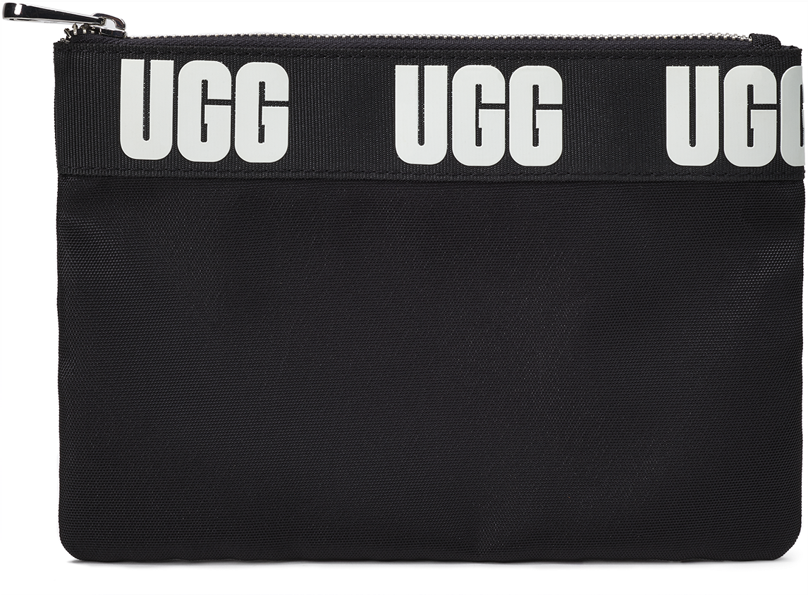 Black Zip Pouch With Repeating UGG Logo And Wrist Strap Transparent PNG