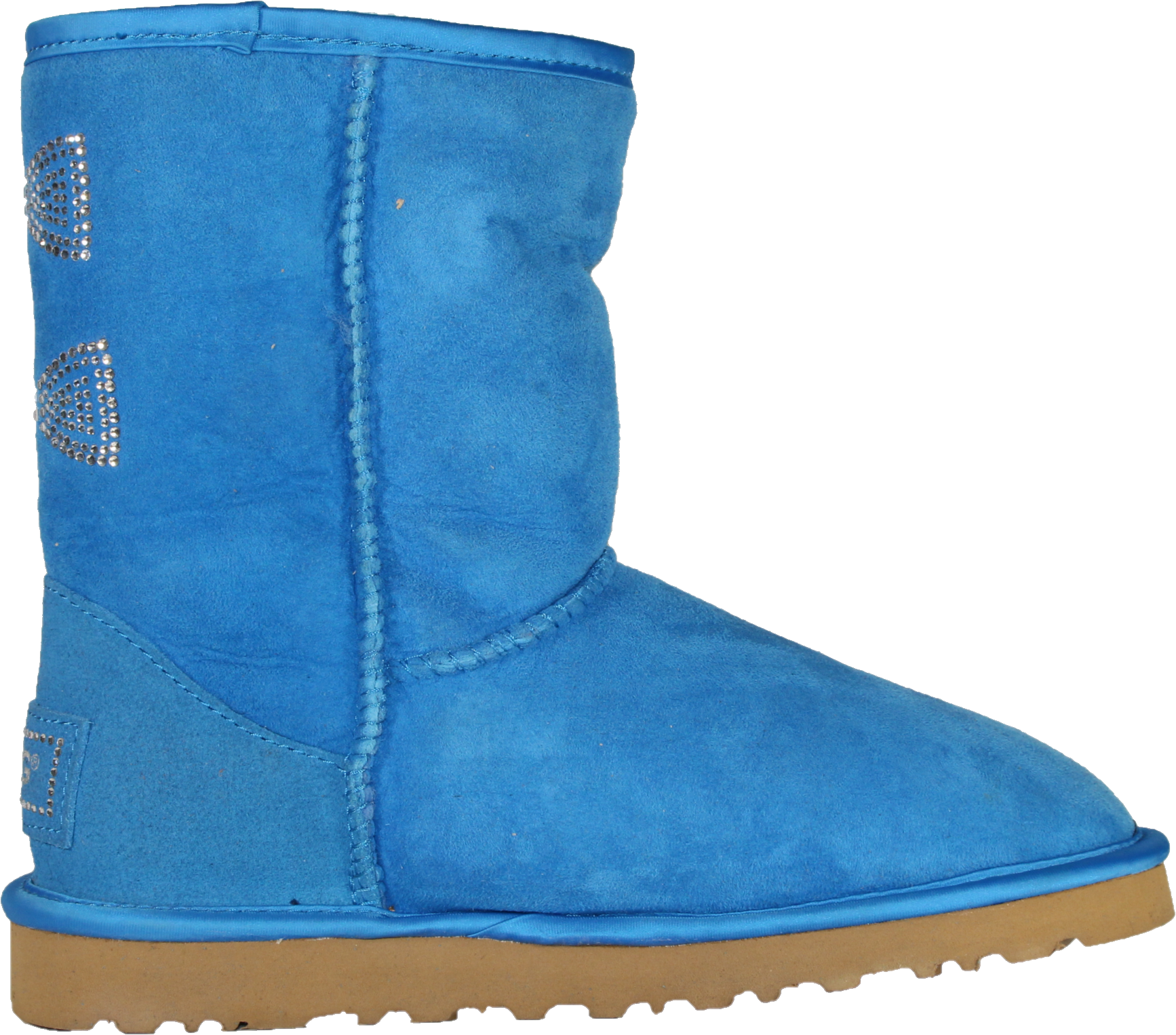 Bright Blue Mid Calf Suede Winter Boot With Flat Sole Transparent PNG