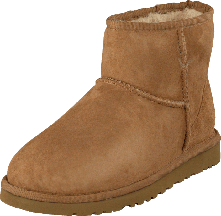 Chestnut Brown Suede Mini Sheepskin Boot With Plush Lining Transparent PNG Image