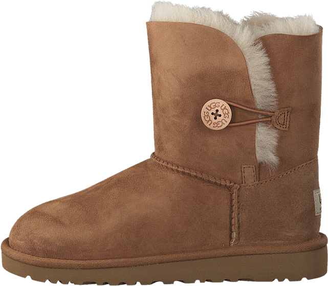 Chestnut Mini Suede Boot With Side Button And Fleece Lining Transparent PNG