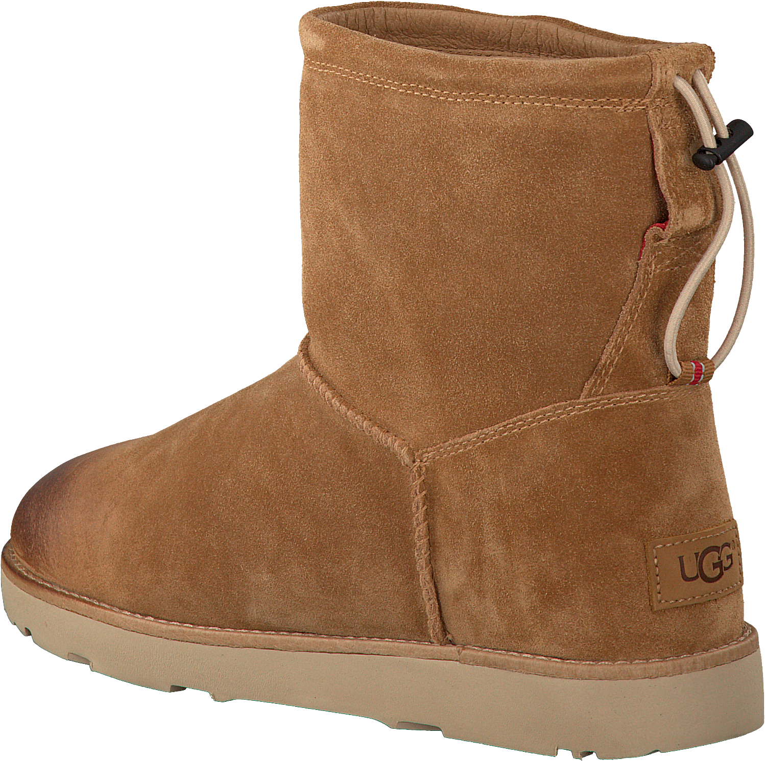 Chestnut Mini Suede Boot With Side Lace Detail And Logo Label Transparent PNG