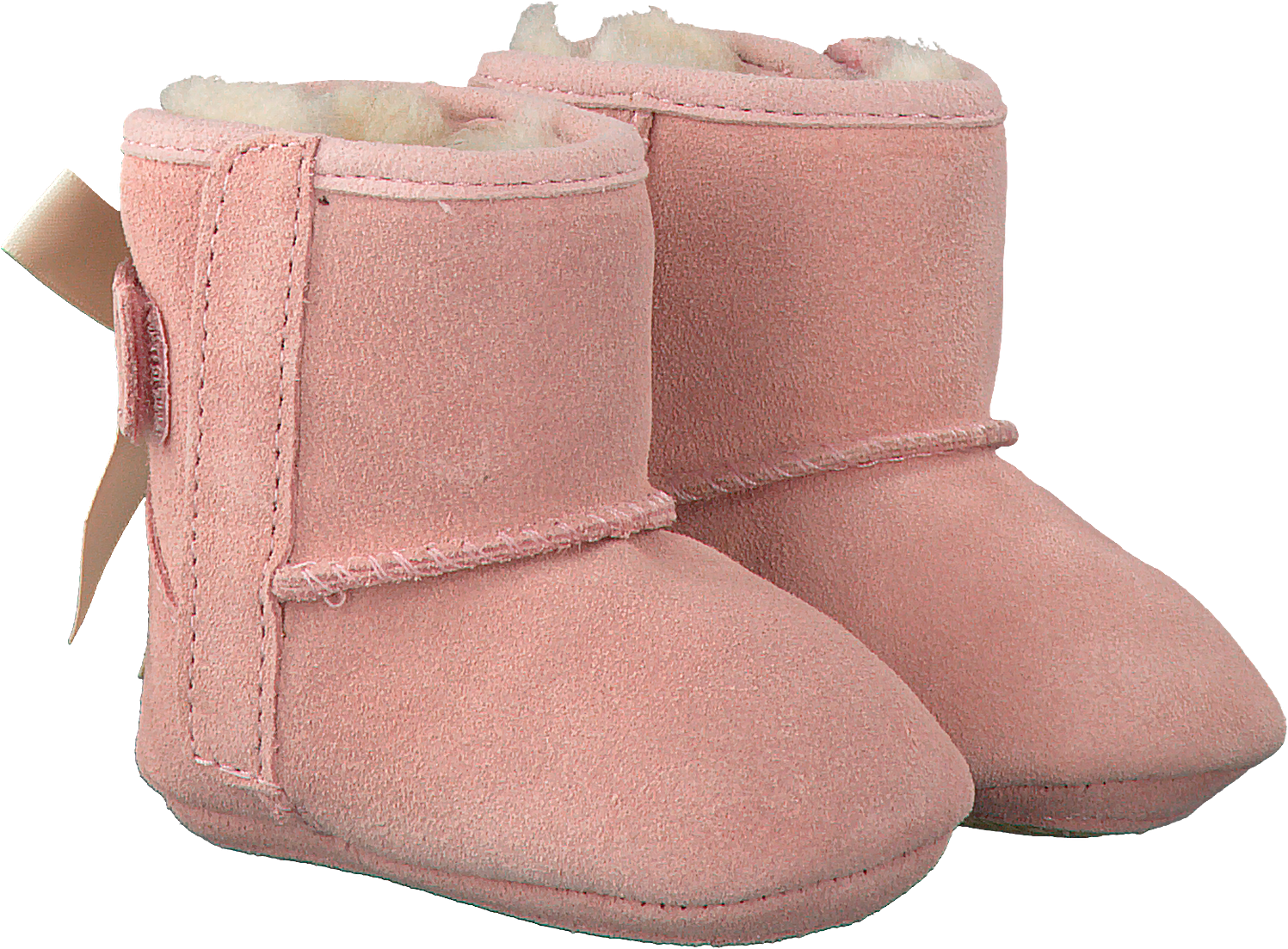 Dusty Pink Baby Boots With Soft Lining And Back Ribbon Bow PNG Clipart