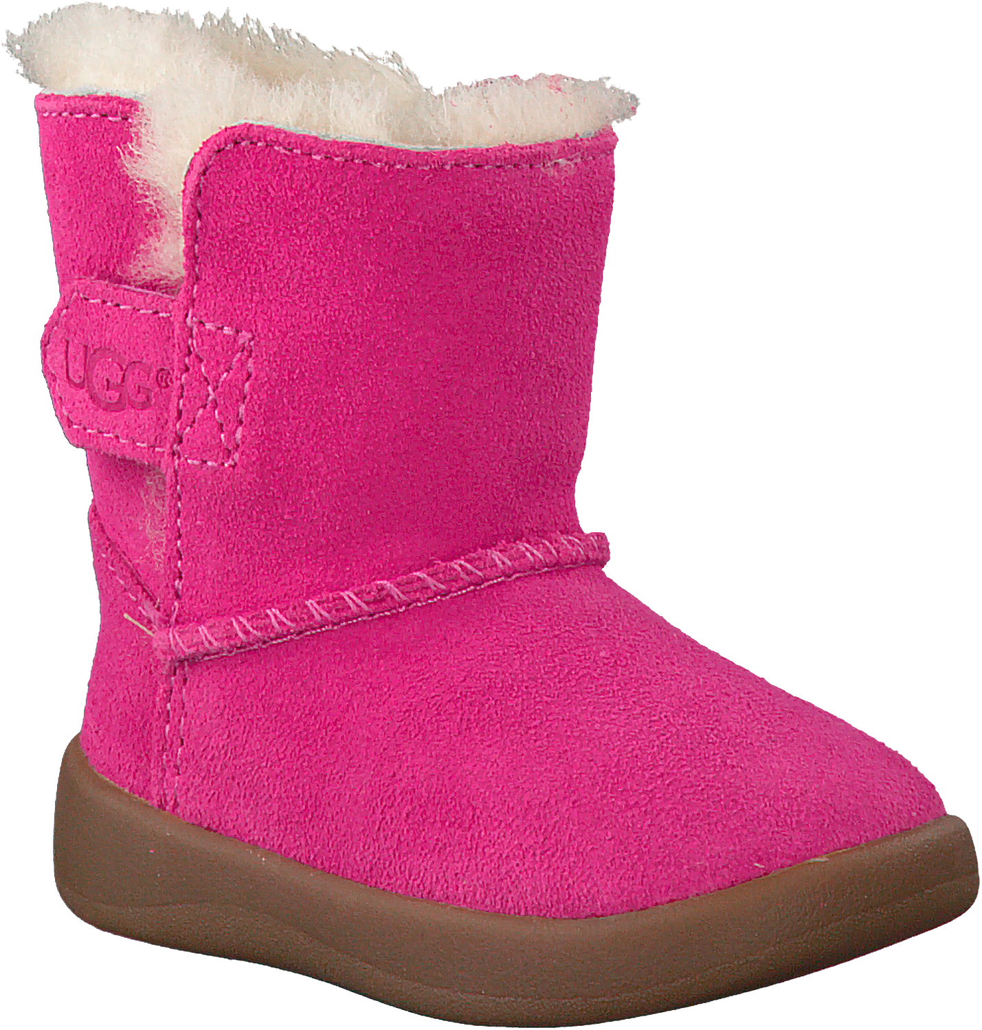 Hot Pink Girls Mini Winter Boots With White Fur Trim Transparent Background PNG
