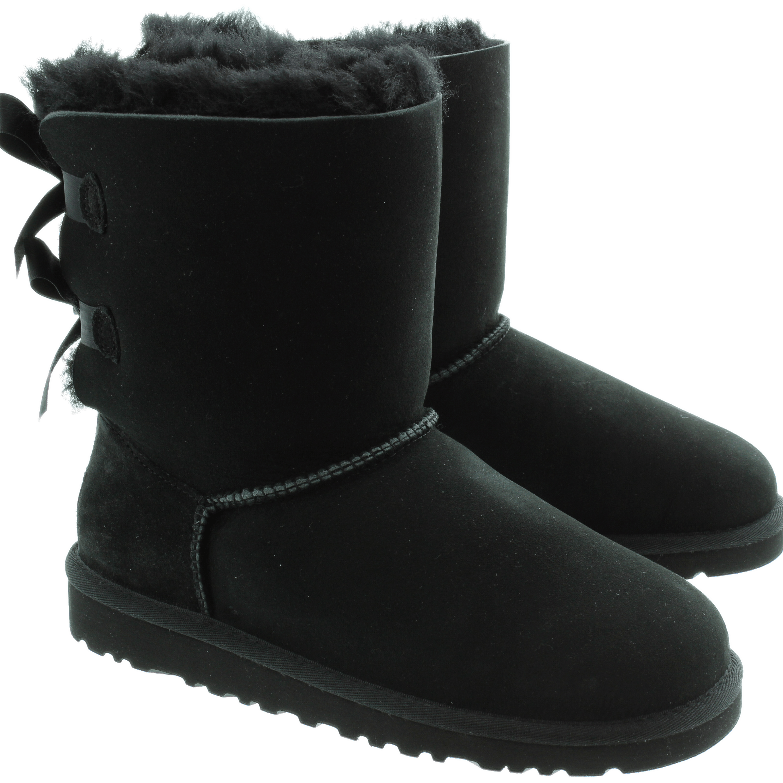 Pair Of Black Short Sheepskin Boots With Plush Fur Lining PNG Clipart