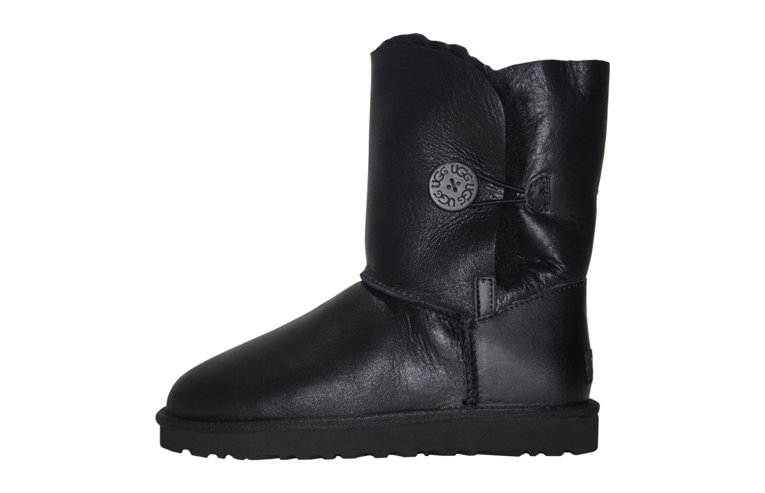Pair Of Black Tall Sheepskin Boots With Warm Fuzzy Interior PNG Graphic