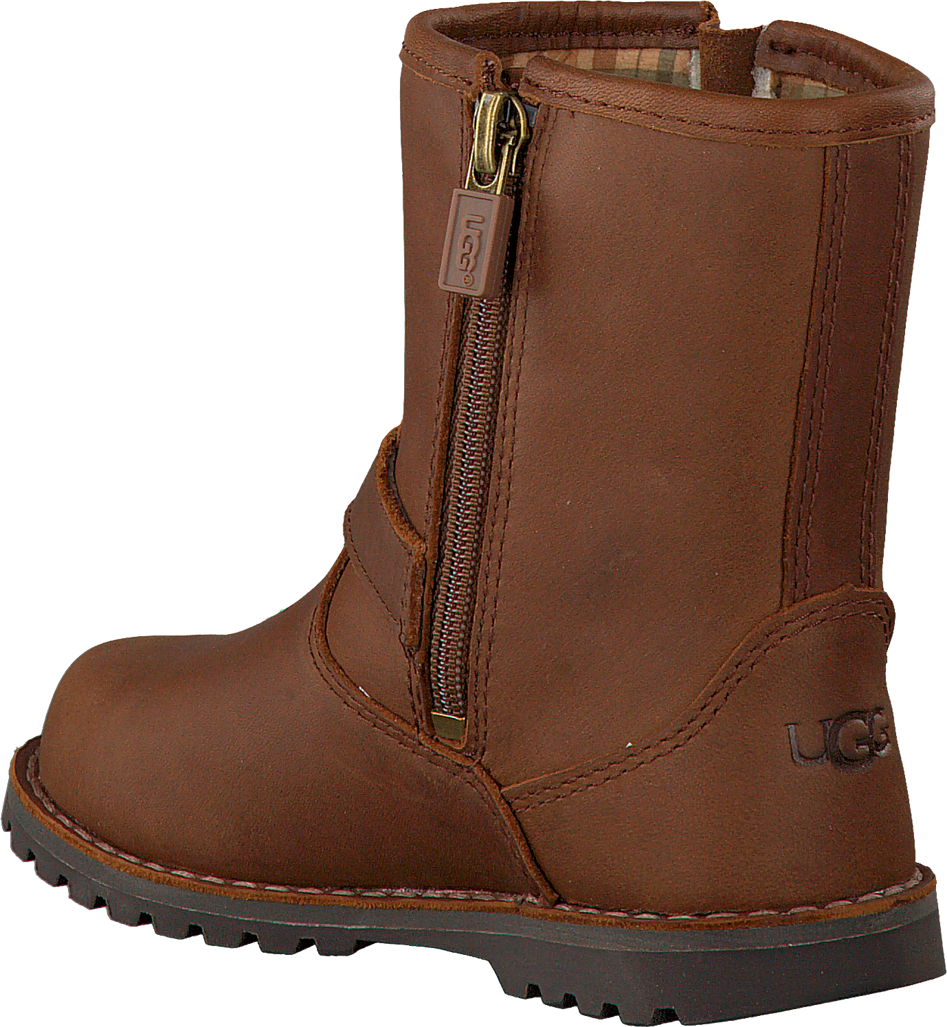 Tall Chestnut Leather Boot With Side Zipper And Buckle Detail PNG Clipart
