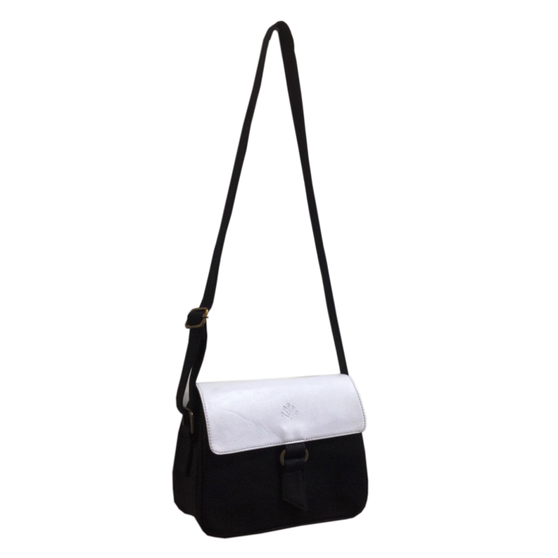 Black And White Mini Crossbody Shoulder Bag With Long Strap Transparent PNG Image