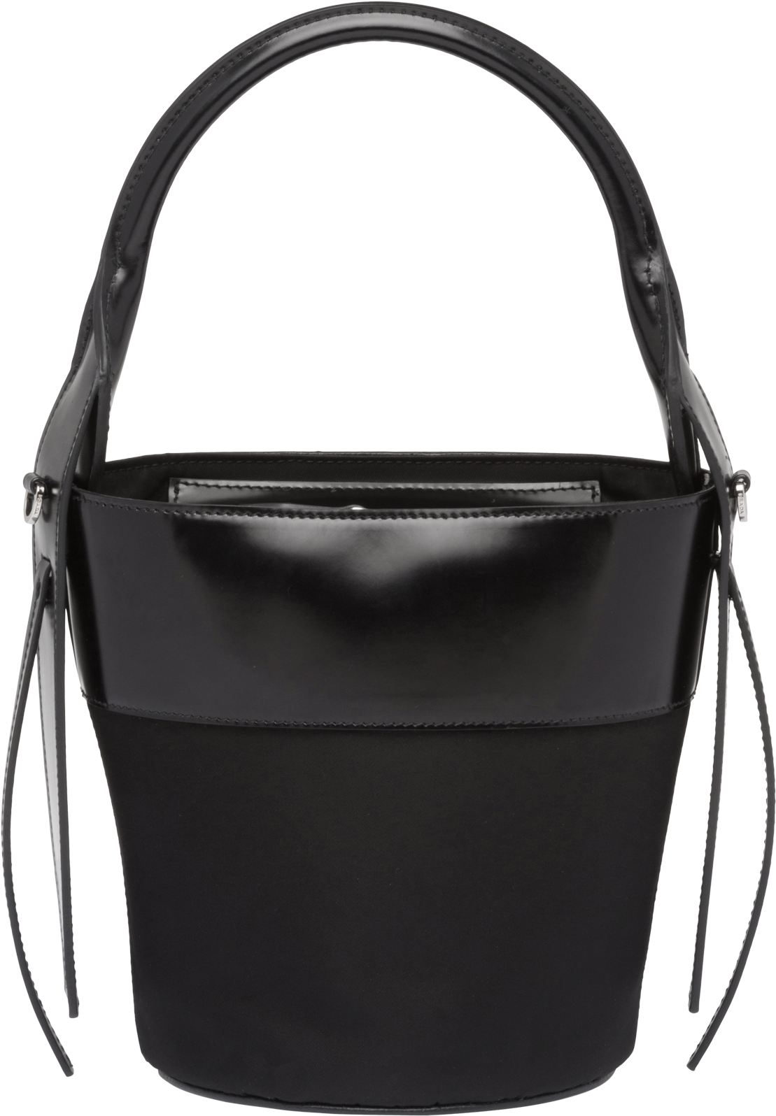 Black Bucket Handbag With Rounded Top Handle And Minimal Design Transparent PNG