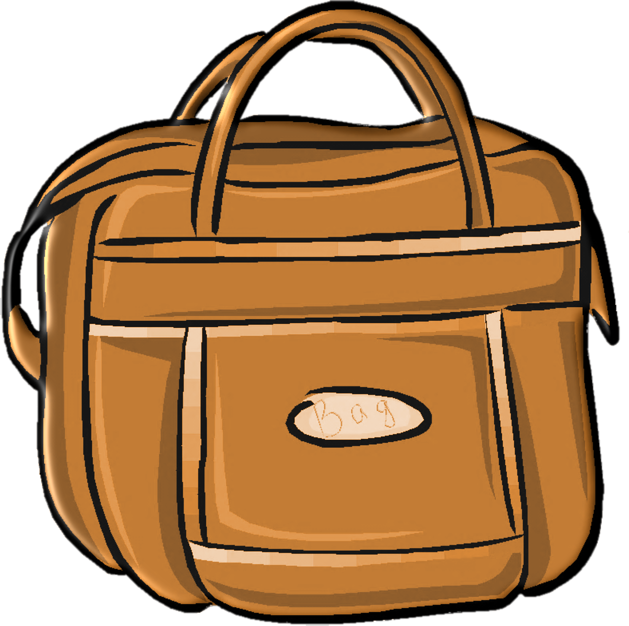 Brown Cartoon Backpack With Front Zipper Pocket And Carry Handle PNG Illustration