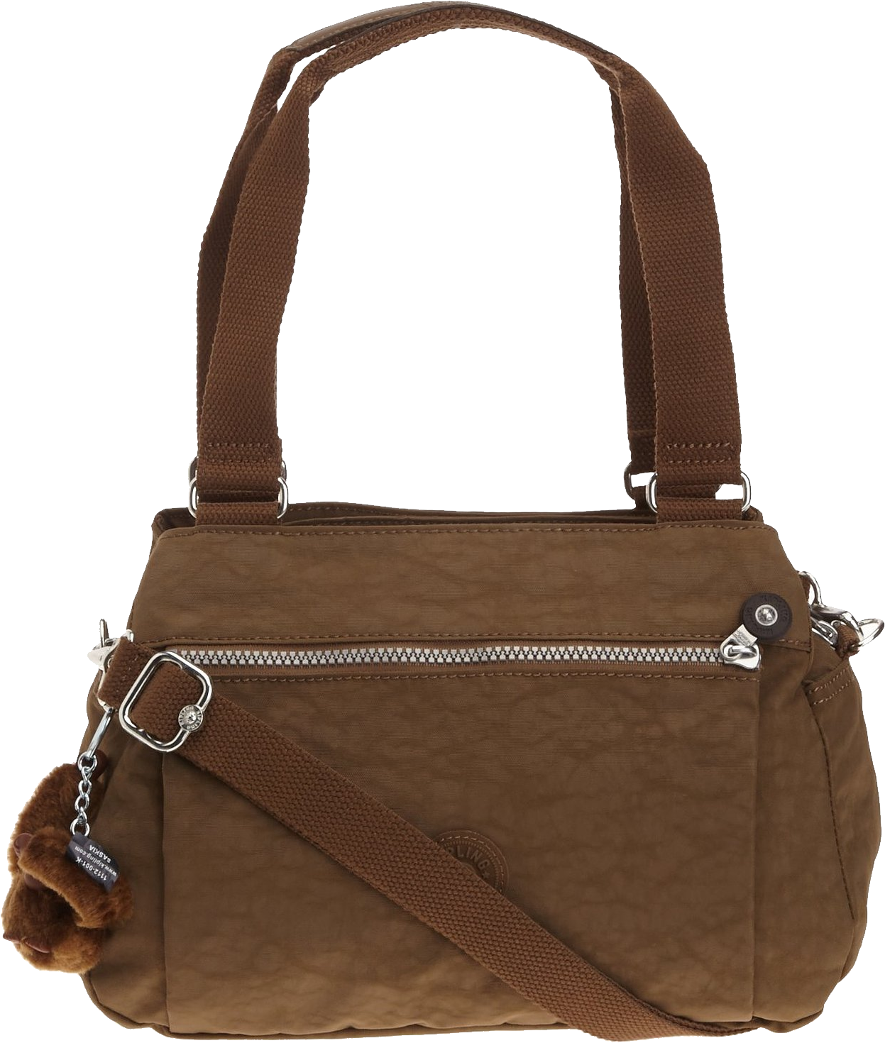 Brown Leather Shoulder Bag With Chain Detail And Wide Strap PNG Graphic