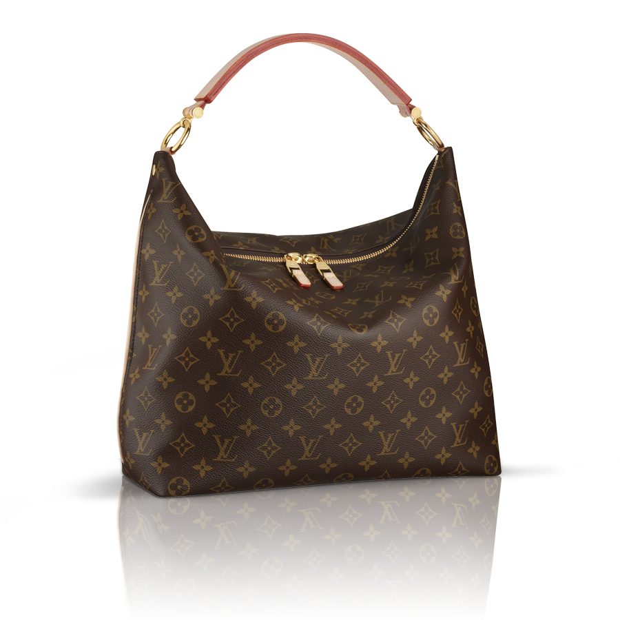Brown Monogram Shoulder Bag With Dark Trim And Adjustable Strap PNG Image