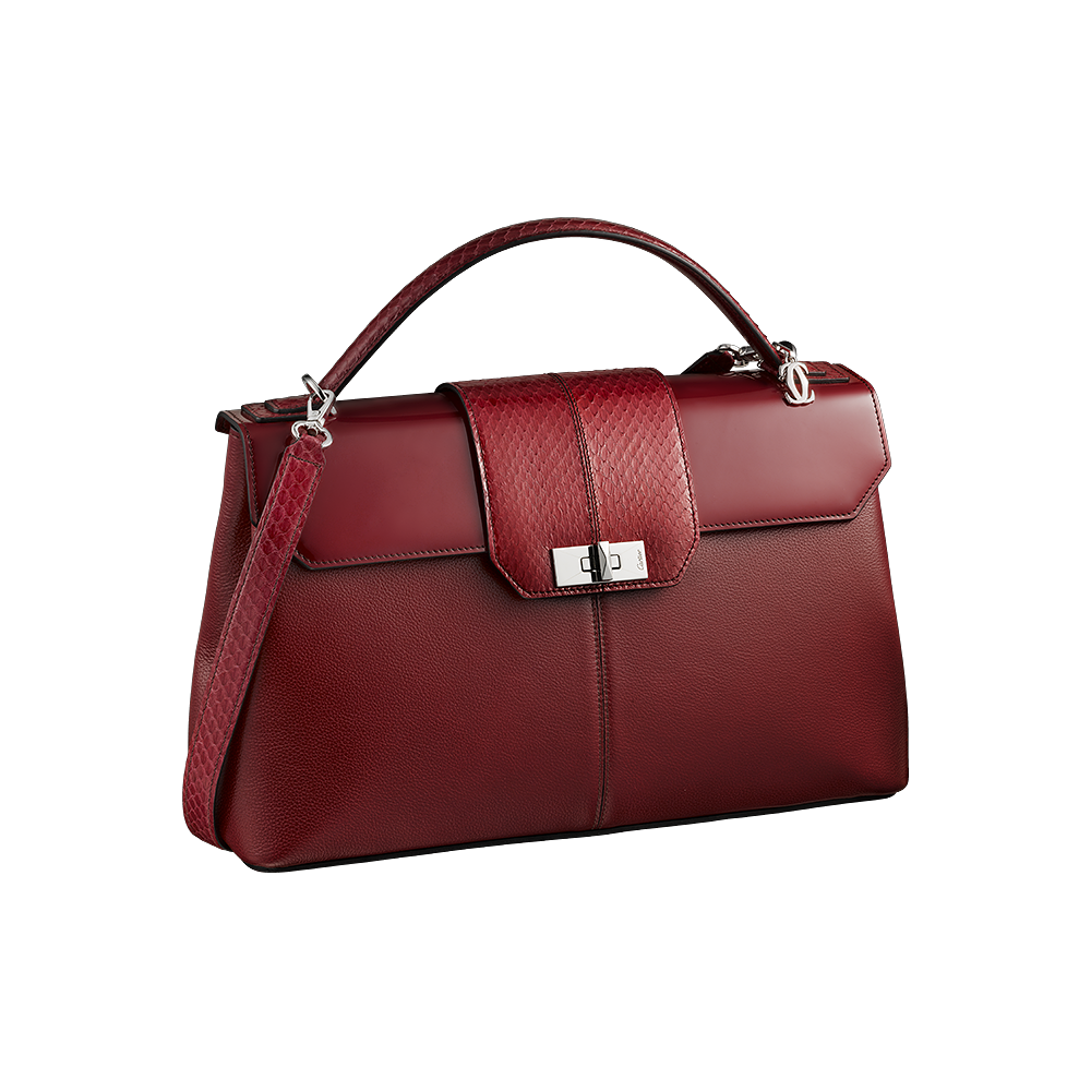 Dark Red Brown Structured Briefcase Handbag With Top Handle PNG Clipart