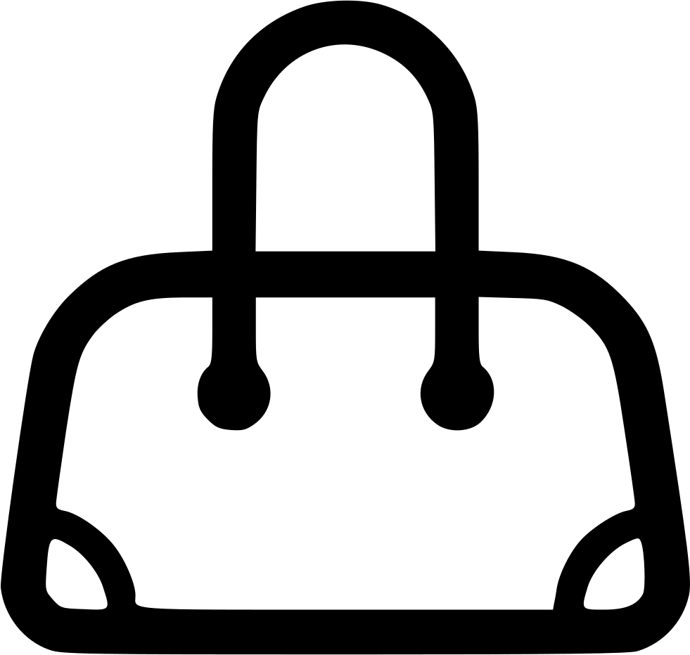 Minimal Black Outline Satchel Bag Icon With Rounded Top Handle PNG