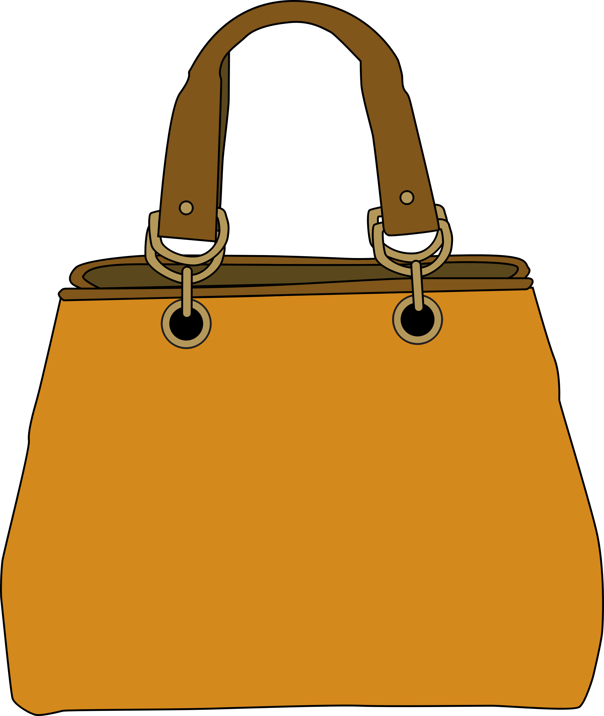 Orange Handbag Icon With Twin Handles And Front Panel PNG Illustration