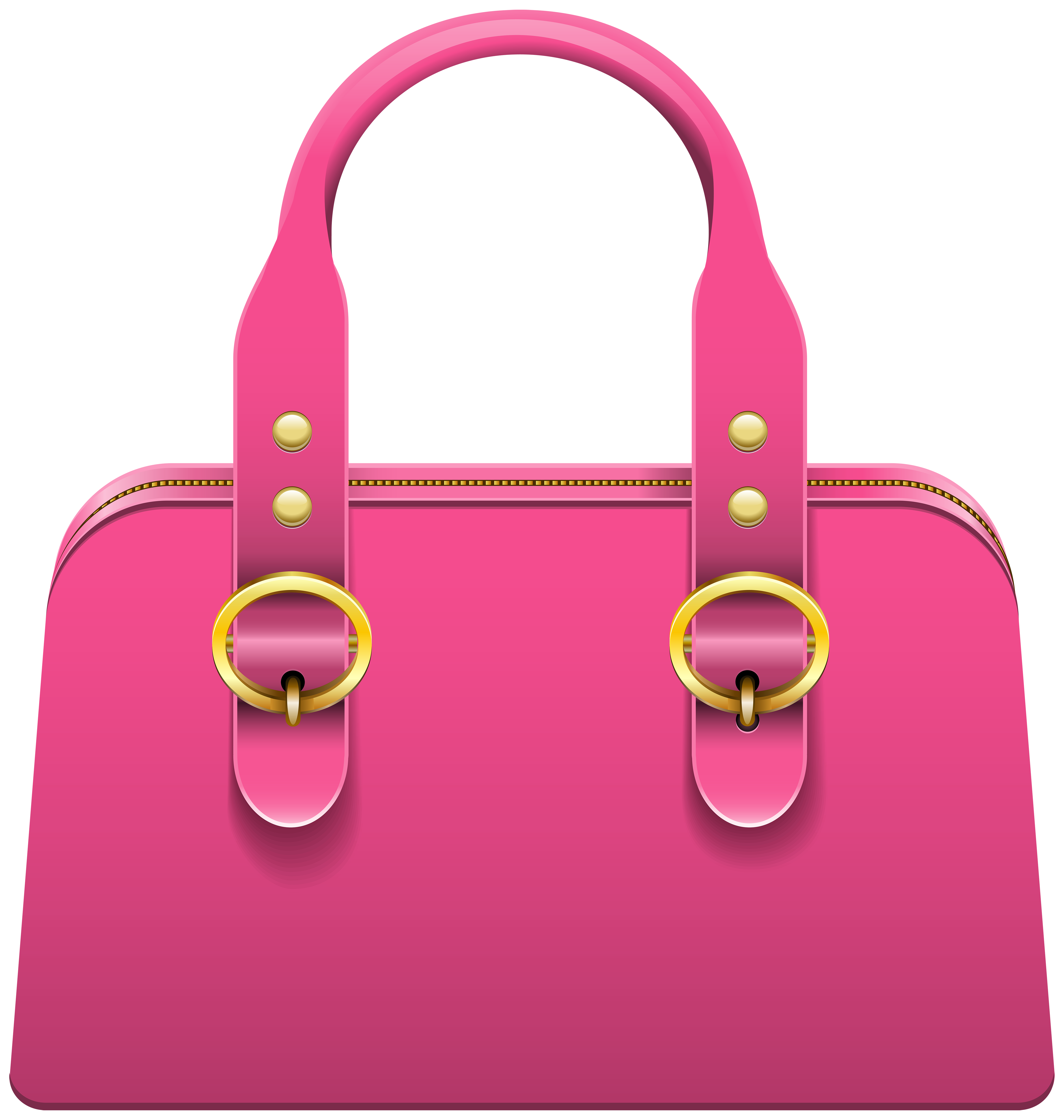 Pink Structured Tote Purse With Curved Handles And Front Pocket PNG Image