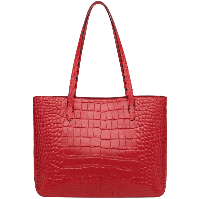 Red Woven Tote Bag With Long Shoulder Handles Transparent Background PNG