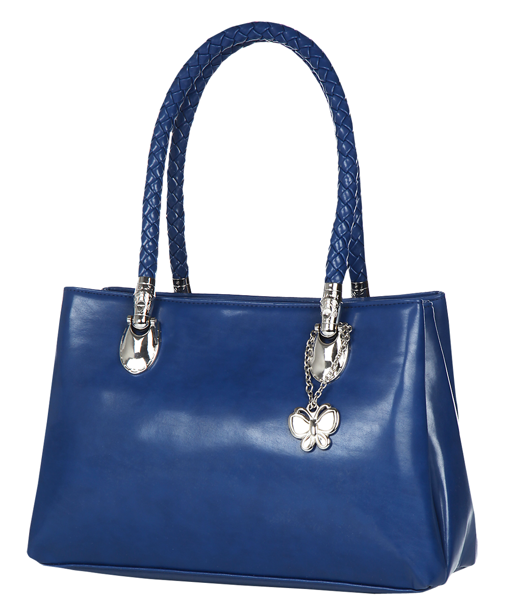 Royal Blue Structured Tote Handbag With Decorative Silver Hardware PNG Clipart