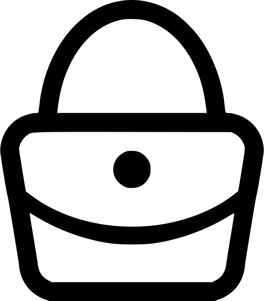 Simple Black Purse Outline Icon With Flap And Rounded Handle PNG Image
