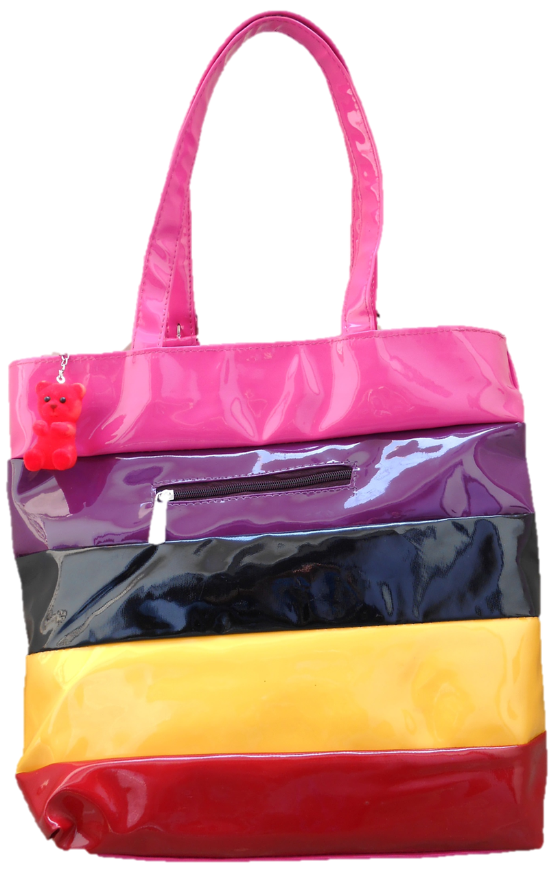 Stack Of Colorful Reusable Shopping Bags In Rainbow Colors PNG Image