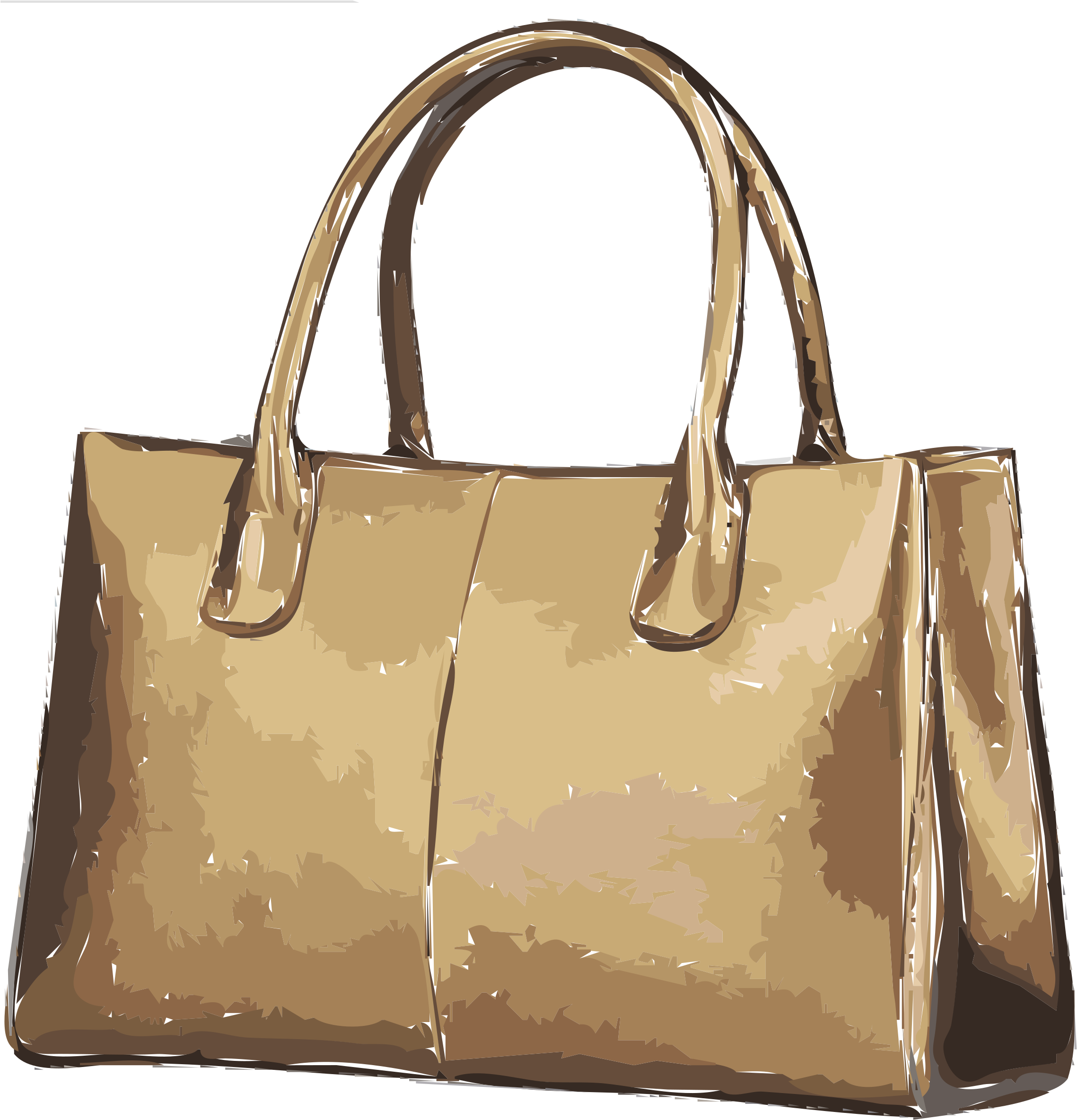 Tan Gold Monogram Tote Handbag With Double Handles Transparent Background PNG