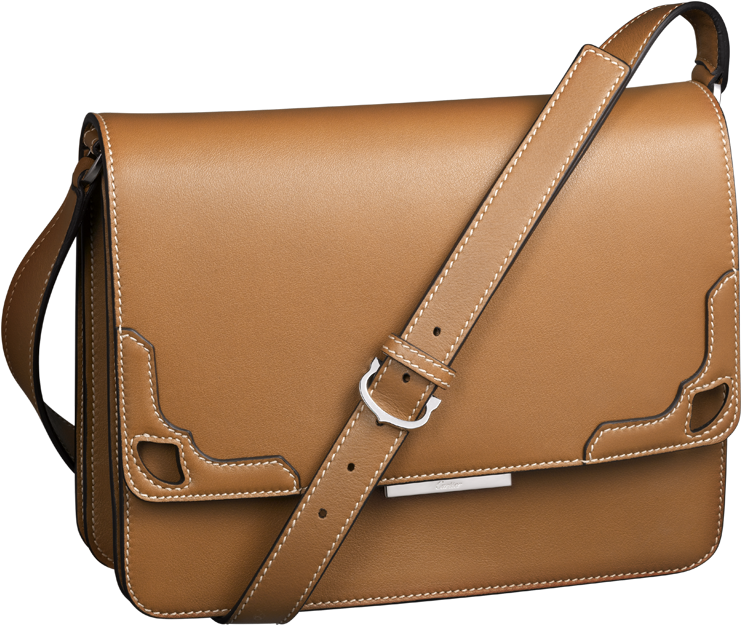 Tan Leather Messenger Shoulder Bag With Adjustable Crossbody Strap PNG Graphic